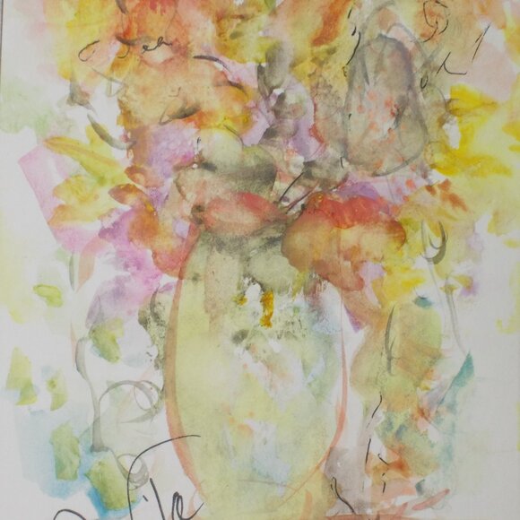 Original Collectable "Sunrise Floral" watercolor painting by Texas Artist Davila - Picture 3 of 5